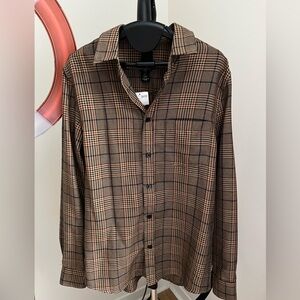 H&M Men's Checkered Brown Shirt